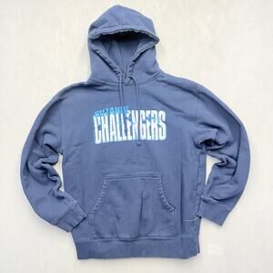 Suzanne Challengers Hoodie Mens Medium Blue Graphic Pullover Sweatshirt Casual